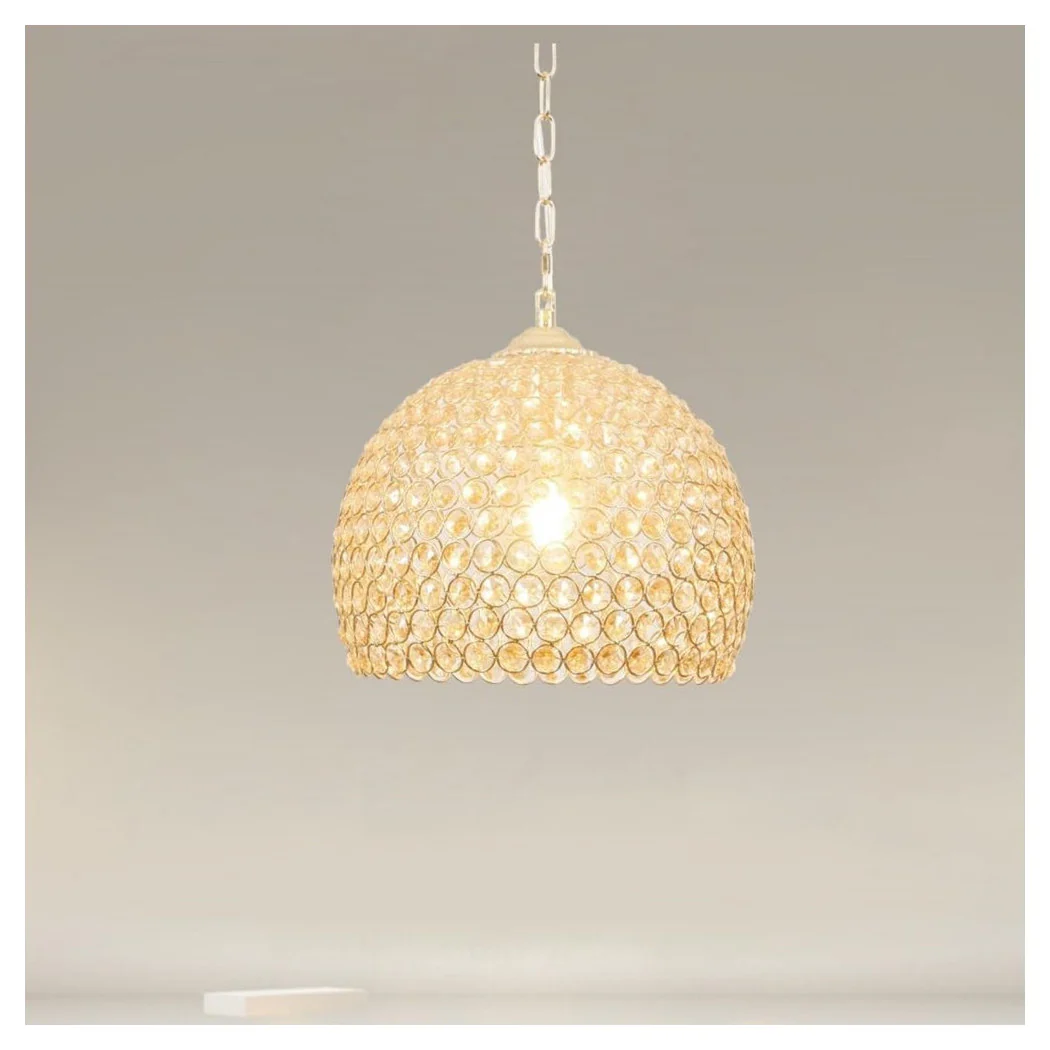 Semillas de araña de suspensión Cúpula de esfera dorada con cristales enmarcados E27 32958