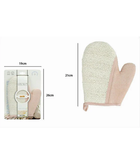 Guante de baño exfoliante para el cuidado del cuerpo de limpieza corporal 21 cm Pink 79661