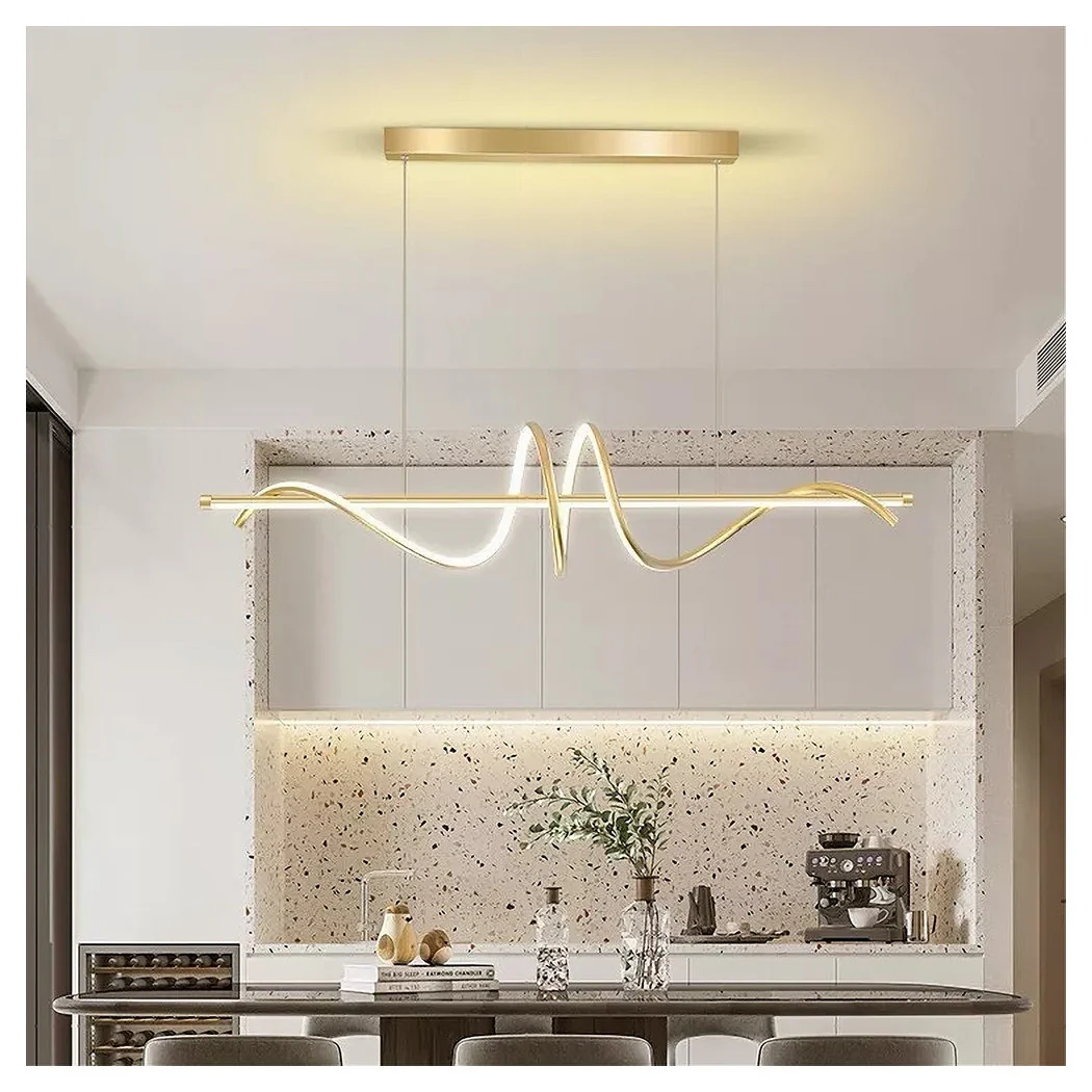 Araña de suspensión LED 65W Oro Espiral ondulado Luz ondulada 4000K Horizontal Vortex 3246