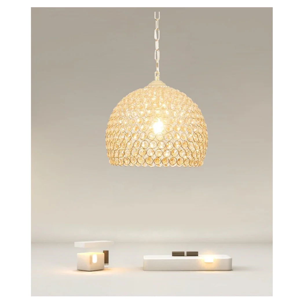 Semillas de araña de suspensión Cúpula de esfera dorada con cristales enmarcados E27 32958