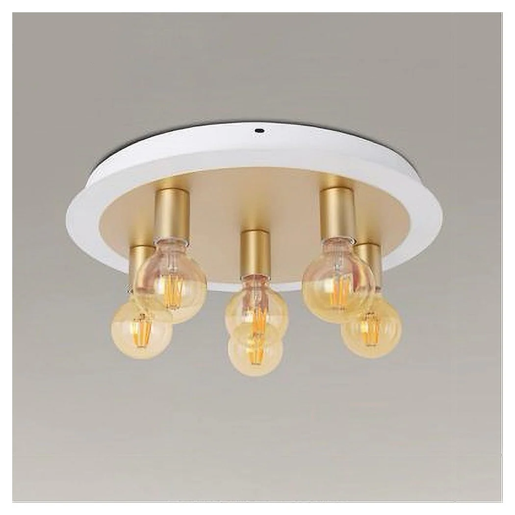 Luz techo de techo en metal de oro blanco con lámpara de 5 luces E27 32675 Ataque