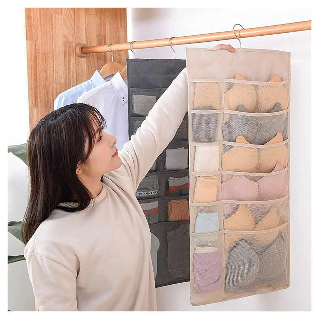 Bolso a prueba de pared Organizador de gabinete lavable con gancho de metal 30 bolsillos