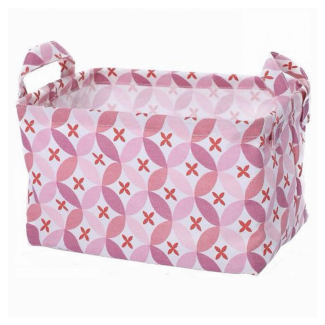 Contenedor de la caja de lavandería con manijas rosadas de tejido 20x15x16cm 79201