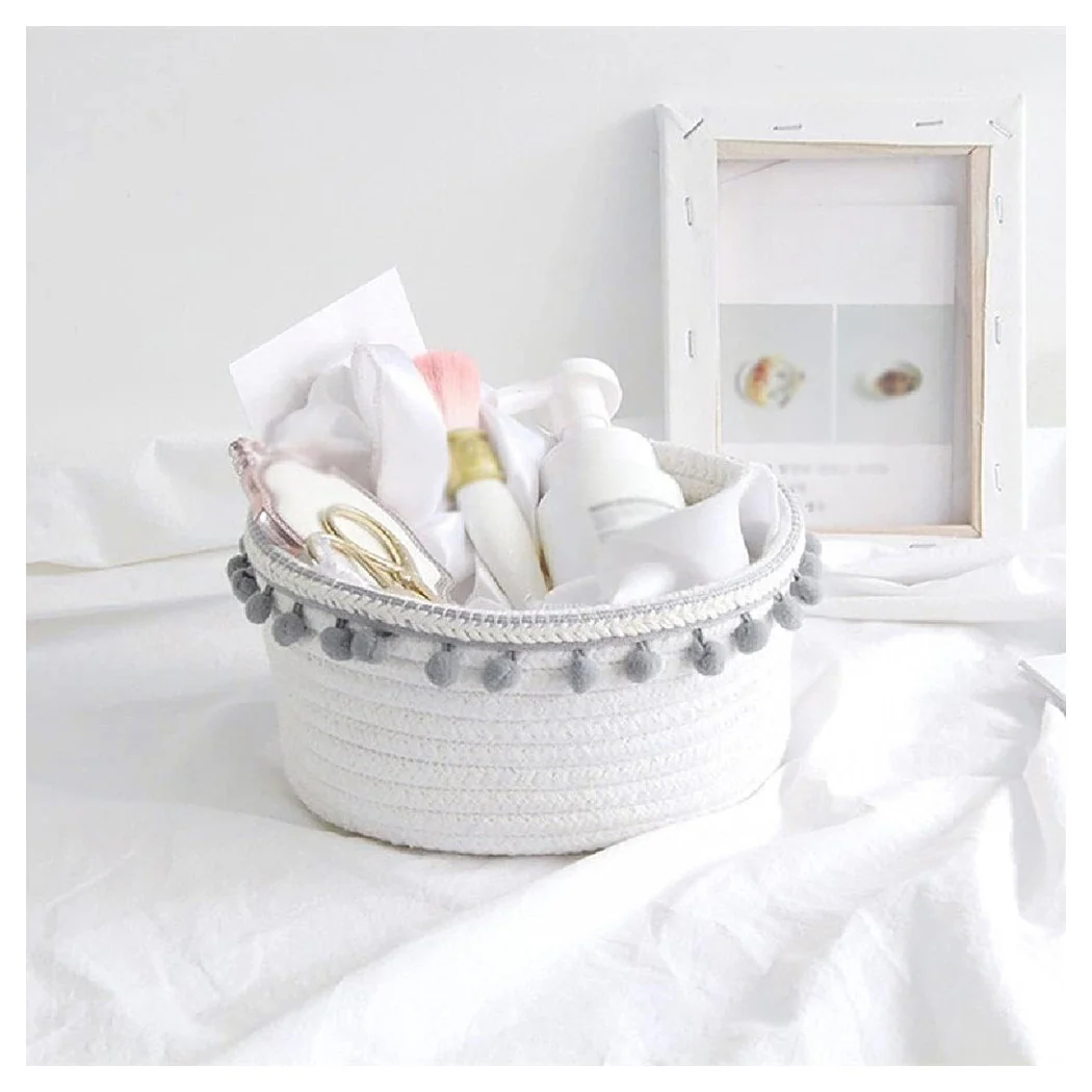 Objetos de la puerta de la cesta para la cesta de ropa de cama de cuerda gris 22x9.5cm 10670