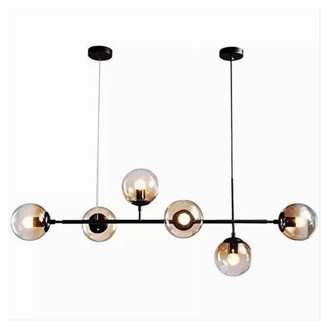 Araña de suspensión 6 bolas E27 Ataque en Lámpara de metal negro de vidrio 71669