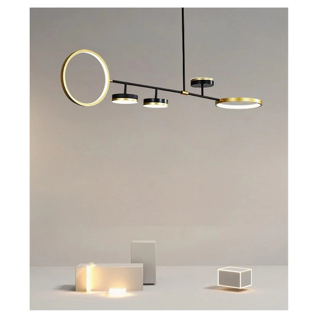 Lámpara de suspensión de 37W LED con 5 círculos horizontales de oro natural de oro negro 71354