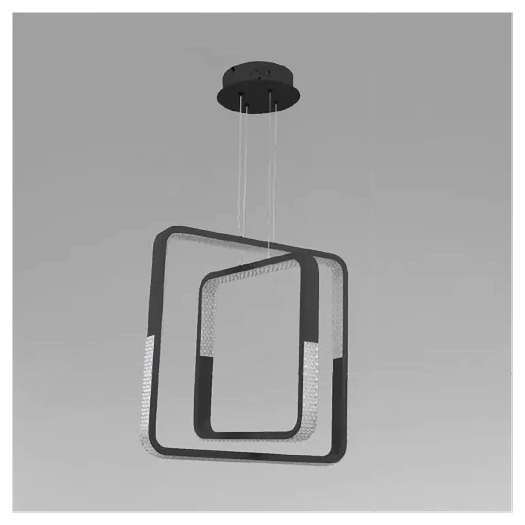 Colgante LED araña 64W cuadrados moderno efecto de cristal negro 32194