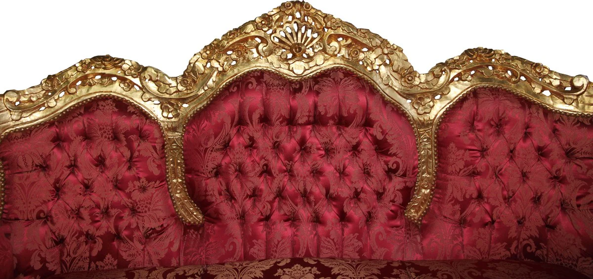 Casa Padrino Baroque Sofa King Bordeaux Red / Gold Mod2 - Furniture Lounge Couch