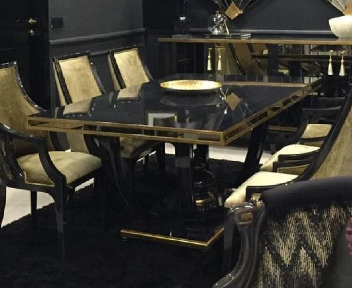 Casa Padrino mesa de comedor barroco de lujo negro / oro - Magn¨ªfica mesa de cocina de estilo barroco - Muebles de comedor de lujo de estilo barroco - Magn¨ªficos muebles de comedor barrocos