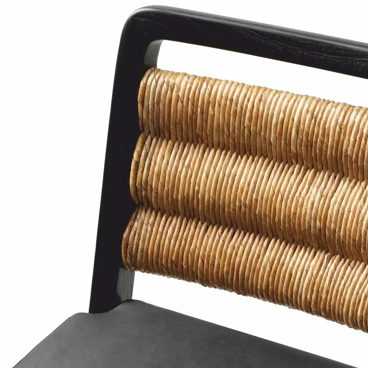 Casa Padrino Silla de Comedor de Cuero de Lujo Negro / Natural Al. 85 cm - Muebles de Comedor