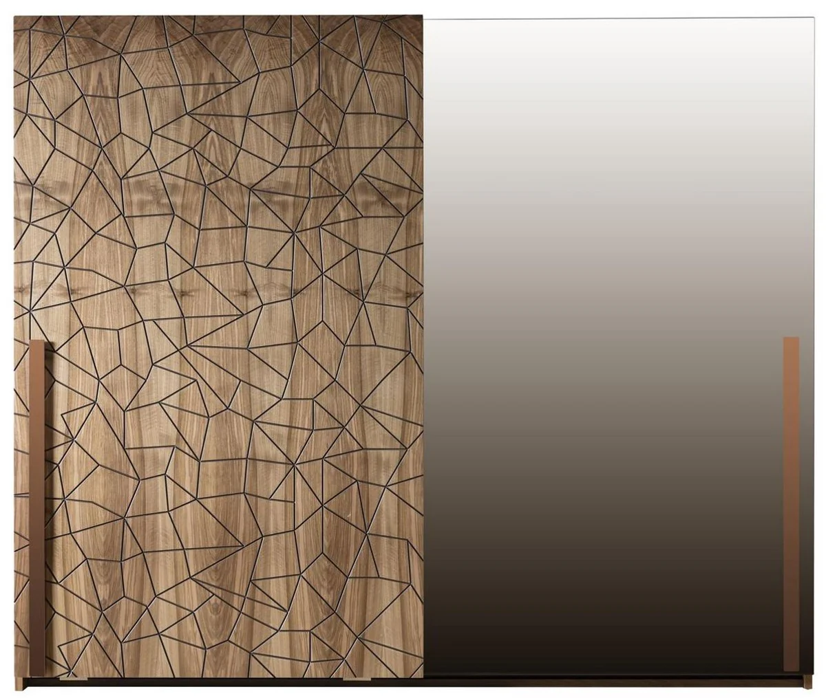 Casa Padrino armario de dormitorio de lujo marr¨®n / cobre 260 x 70 x A. 220 cm - Armario de madera maciza con 2 puertas correderas - Muebles de dormitorio de lujo