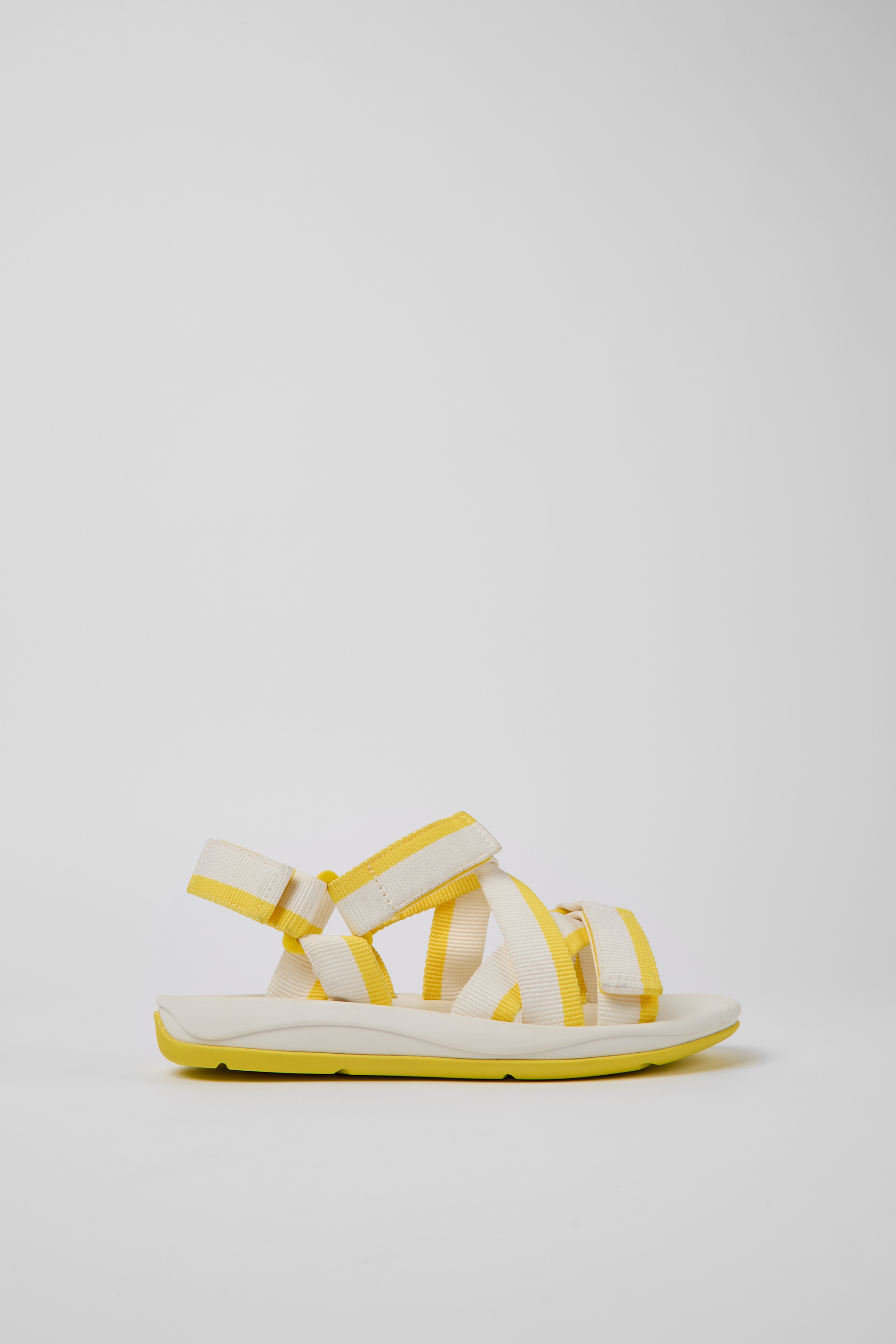 Match - White and yellow recycled PET sandals for women