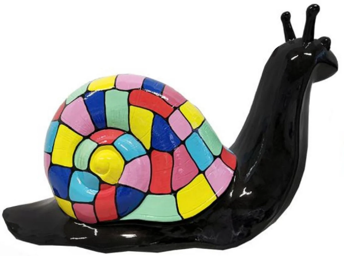 Casa Padrino escultura decorativa de diseño de lujo caracol negro / multicolor 100 x A. 50 cm - Figura decorativa grande XXL - Escultura decorativa XXL - Esculturas y figuras decorativas XXL
