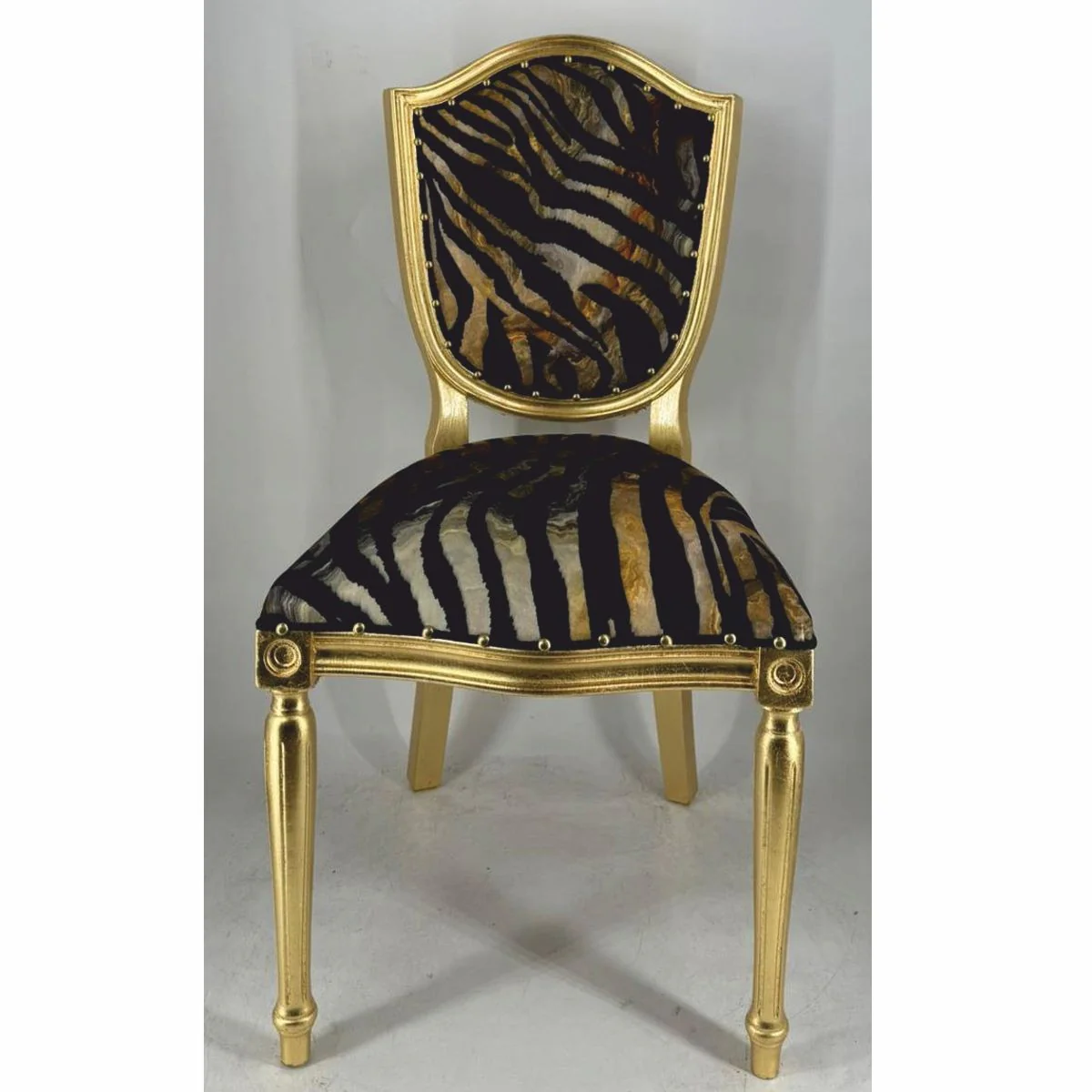 Casa Padrino Silla de Comedor Art Deco Oro / Negro - Muebles de Comedor Art Deco