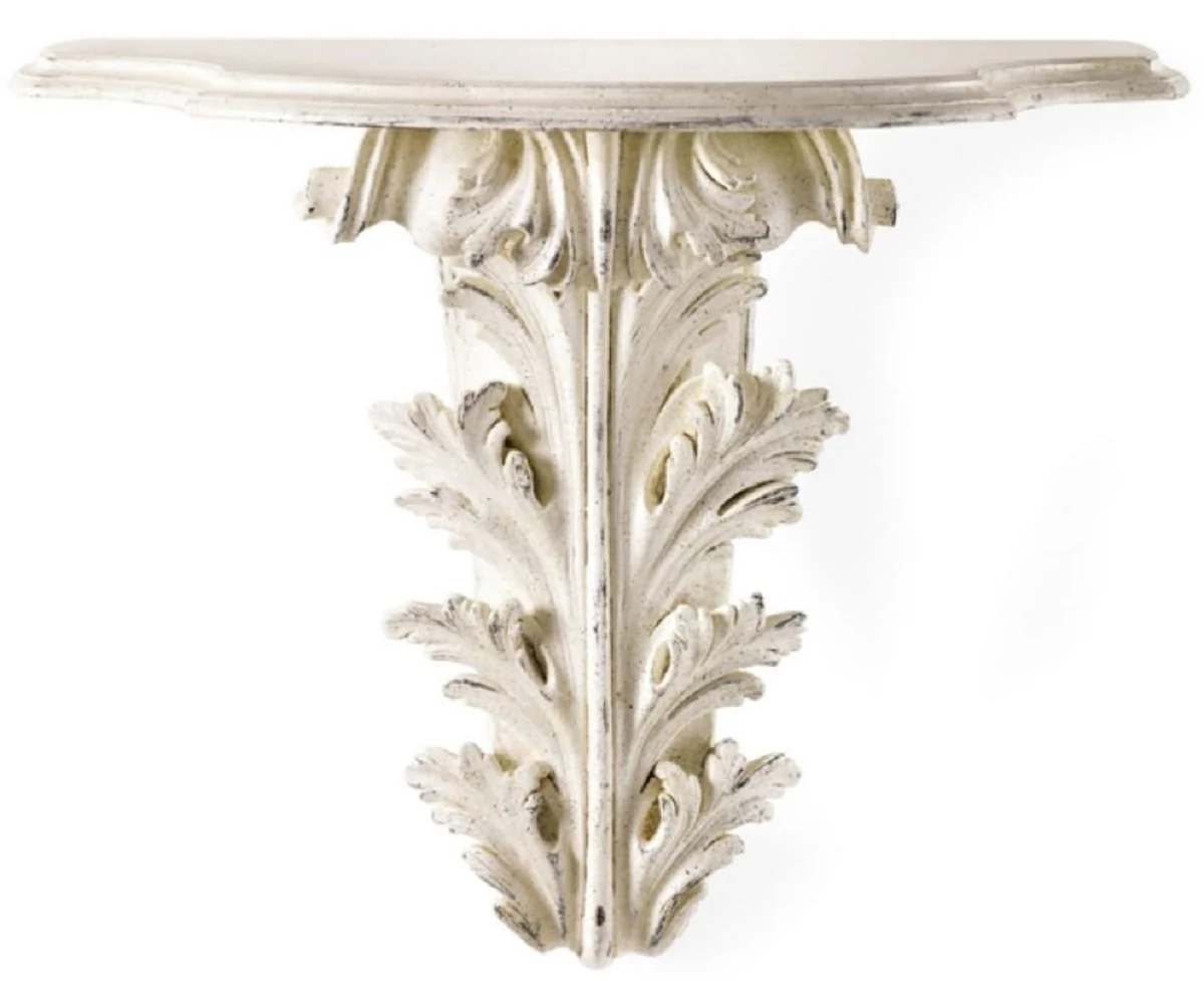 Casa Padrino consola de pared de madera maciza barroco de lujo crema blanco antiguo - Consola de decoraci¨®n de pared de estilo barroco italiano - Muebles barrocos - Hecho en Italia