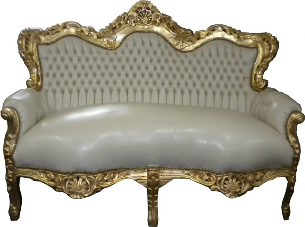 Baroque sofa set  Master  Cream / Gold Leather Look