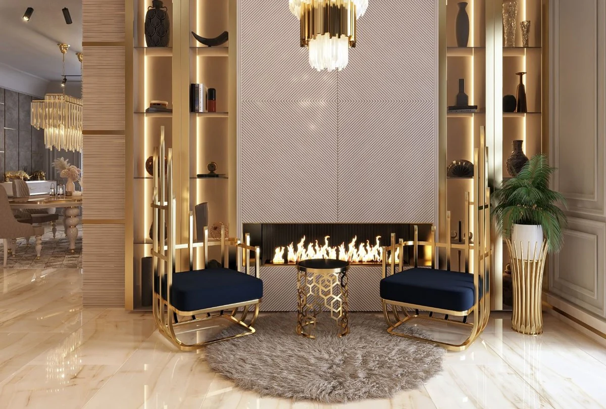 Casa Padrino sill¨®n de dise?o de lujo lado derecho negro / oro 68 x 68 x A. 153 cm - Muebles de sal¨®n - Muebles de hotel - Muebles de lujo