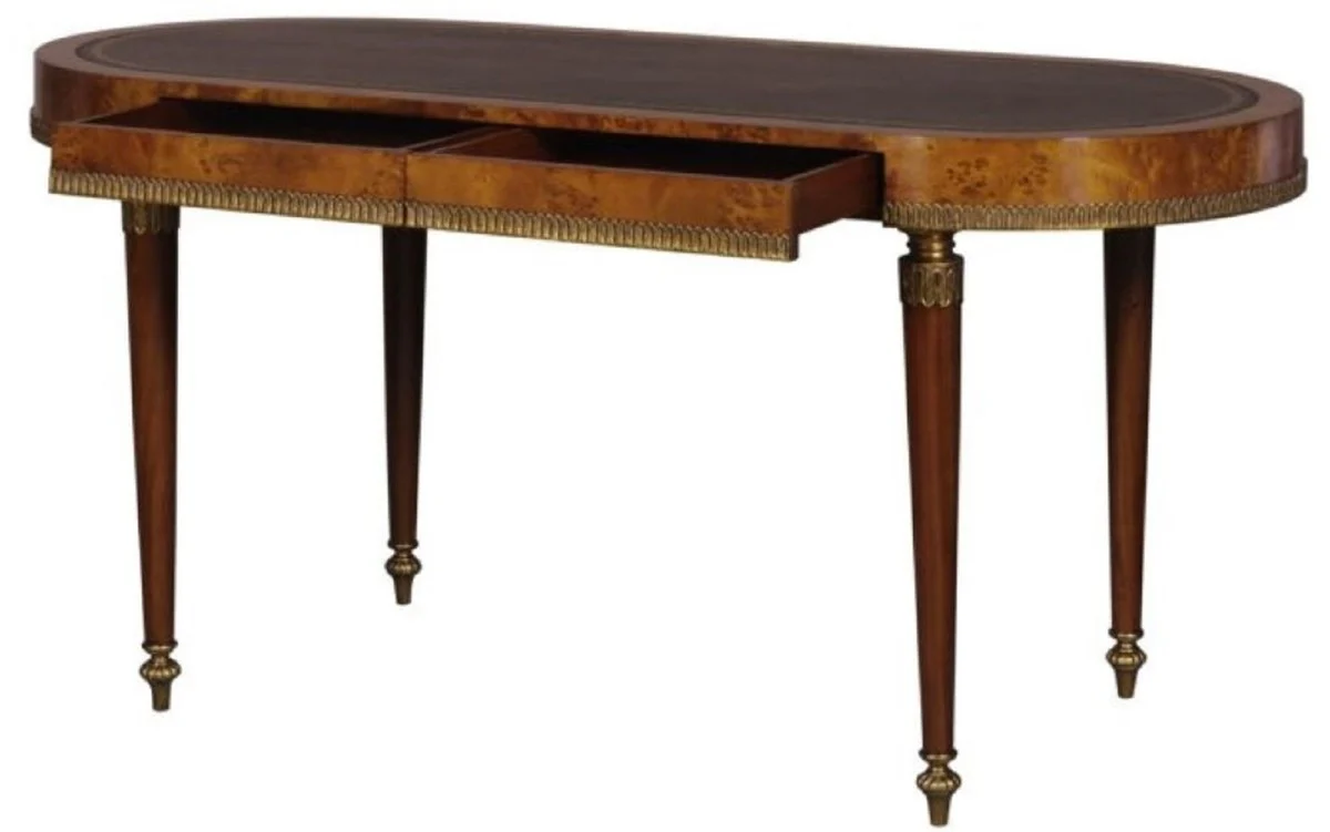 Casa Padrino escritorio de lujo de estilo Art Nouveau con 2 cajones marrón claro / marrón 160 x 68 x H. 77 cm - Muebles de Oficina de Lujo