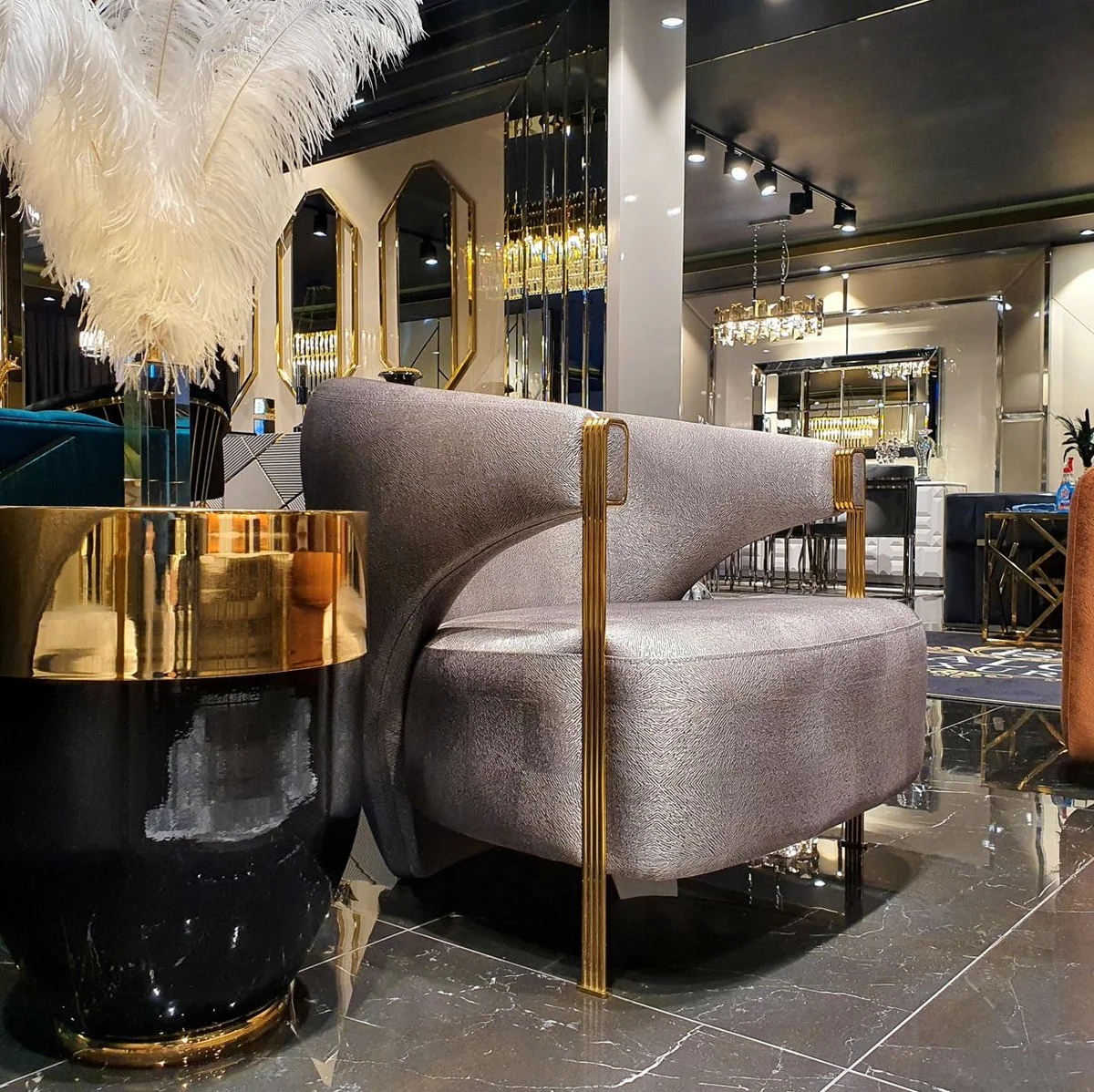 Casa Padrino sill¨®n de lujo plata / oro 82 x 78 x A. 86 cm - Sill¨®n de Sal¨®n - Sill¨®n de Hotel - Muebles de Lujo