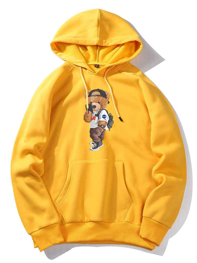 Selfie Bear Print Hoodie