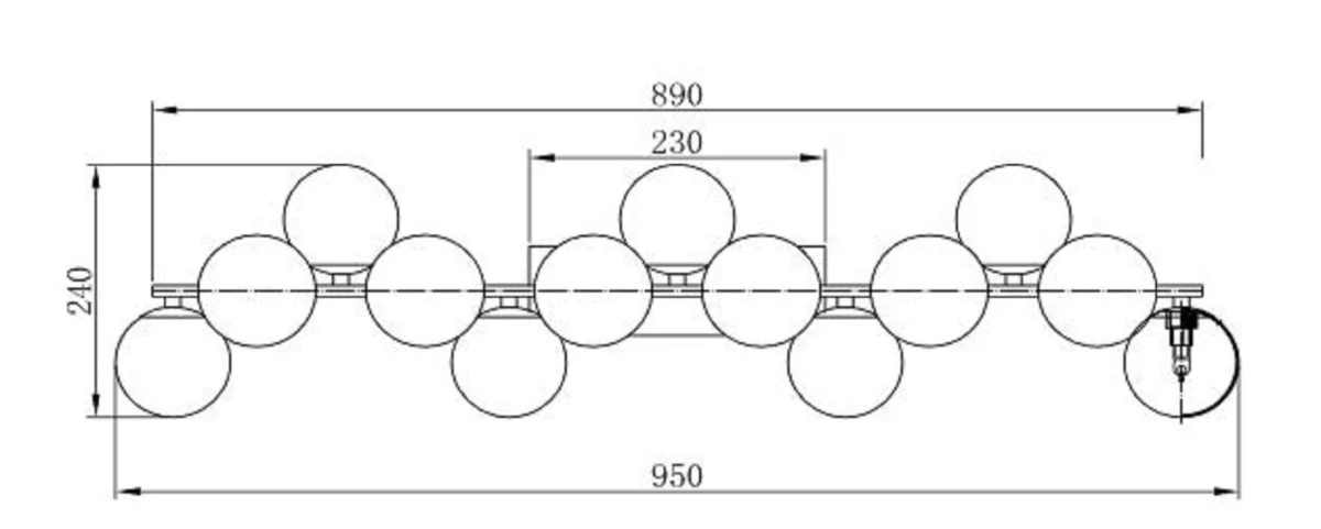 Casa Padrino lámpara de pared de diseñador oro / ámbar 95 x 23 x H. 24 cm - Lámpara de Pared Moderna con Pantallas Esféricas