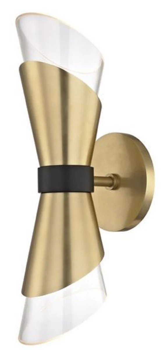 Casa Padrino lámpara de pared LED doble latón antiguo / negro 12,1 x 14,6 x H. 38,1 cm - Colección de Lujo