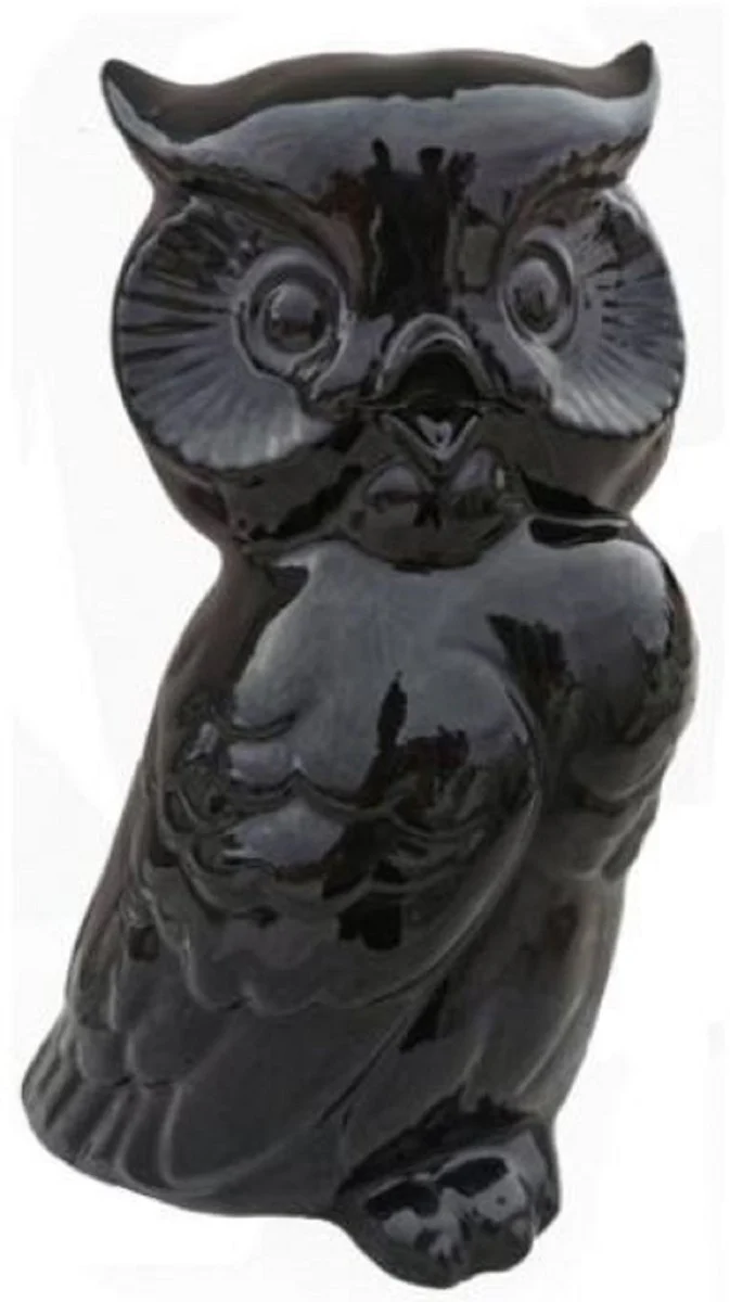 Casa Padrino figura decorativa búho negro 24 x 20 x A. 38,5 cm - Escultura decorativa resistente a la intemperie - Decoración salón - Decoración jardín - Decoración terraza