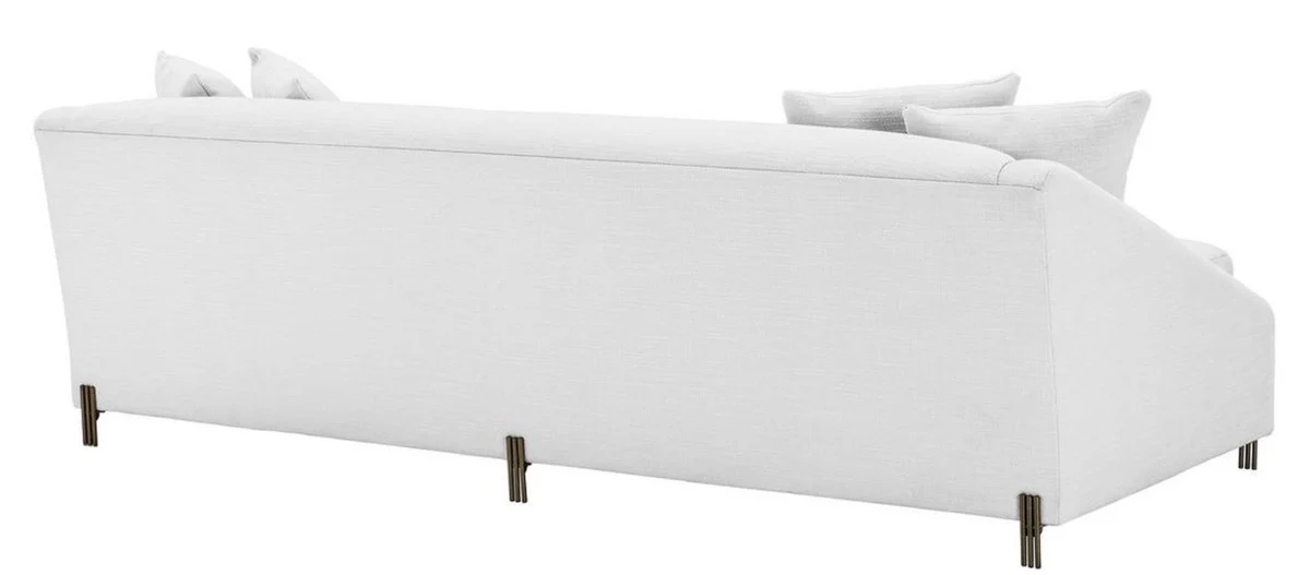 Casa Padrino Sof¨¢ de Lujo Blanco / Lat¨®n 223 x 94 x H. 73 cm - Sof¨¢ de Sal¨®n con 4 Almohadas - Muebles de Lujo