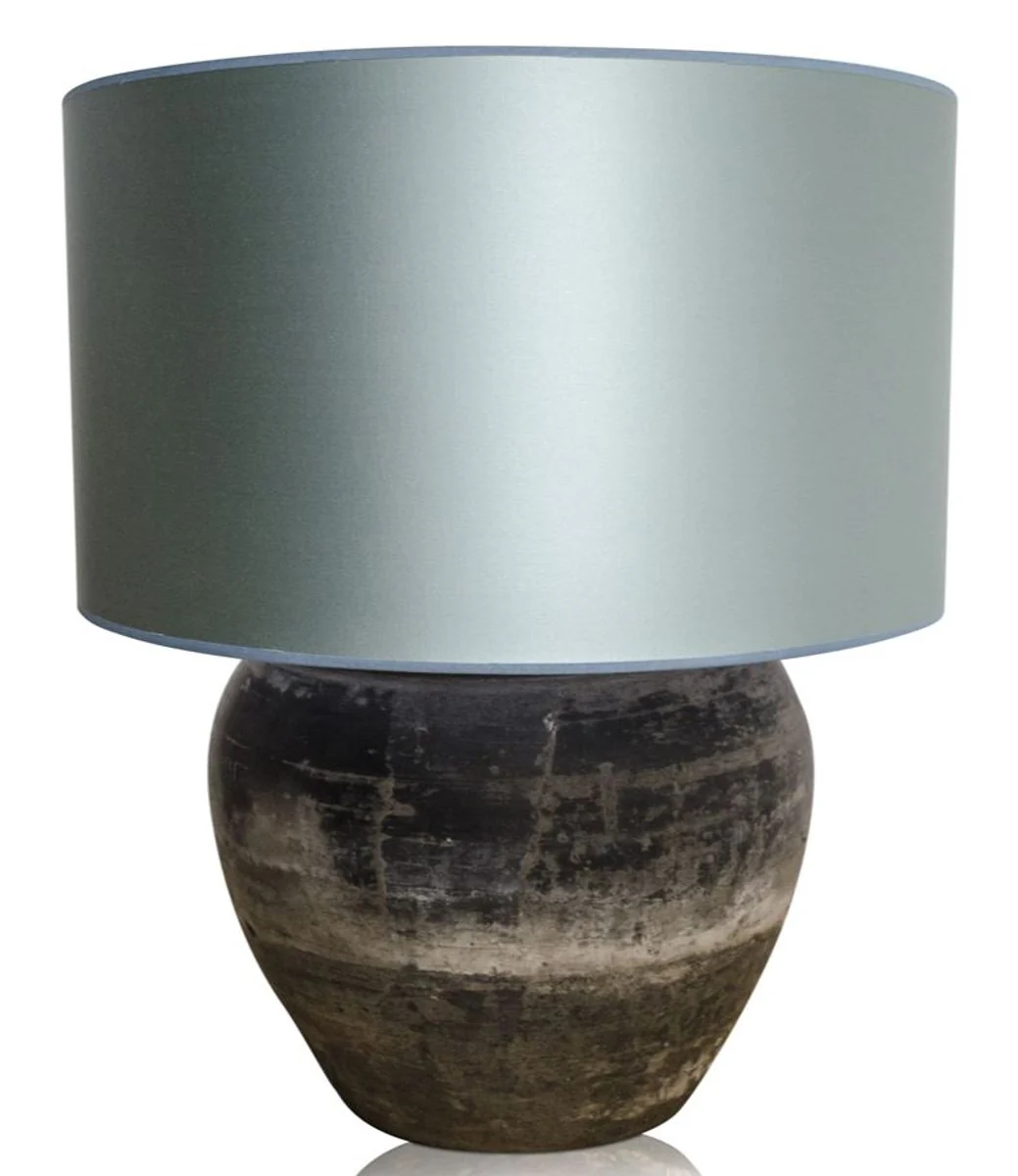 Casa Padrino lámpara de mesa de terracota de lujo gris / azul claro Ø 60 x H. 72 cm - Muebles de Lujo