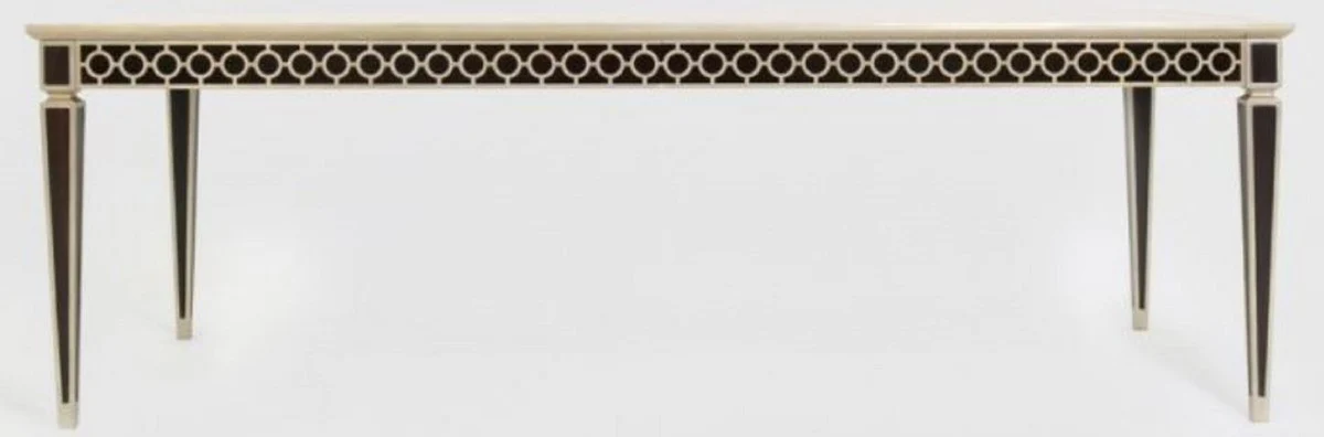 Casa Padrino mesa de comedor barroco de lujo negro / plata 240 x 110 x A. 78 cm - Mesa de cocina de madera maciza - Mesa de comedor - Muebles de comedor en estilo barroco