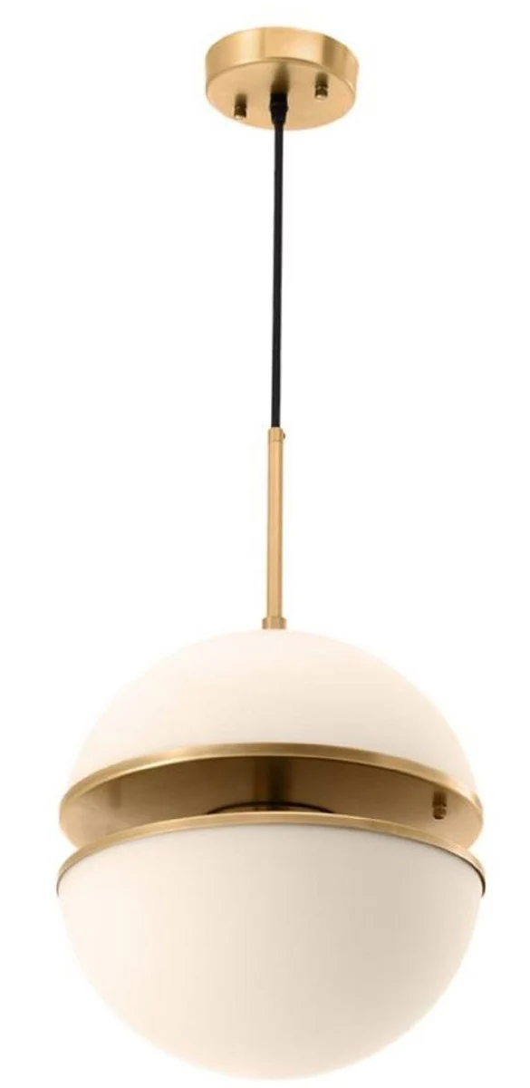 Casa Padrino lámpara colgante de lujo latón antiguo / blanco Ø 30 x H. 160 cm - Lámpara Colgante de Lujo