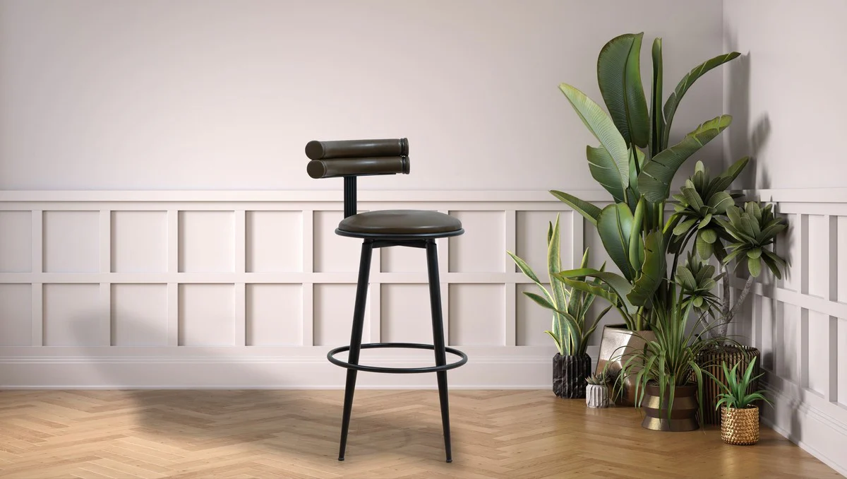 Casa Padrino silla de bar de lujo marr¨®n oscuro / negro A. 98 cm