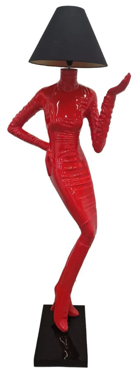 Casa Padrino lámpara de pie de lujo dama rojo / negro A. 187 cm - Lámpara de pie de diseño con pantalla - Lámparas de pie de lujo - Lámparas de lujo - Interior de lujo