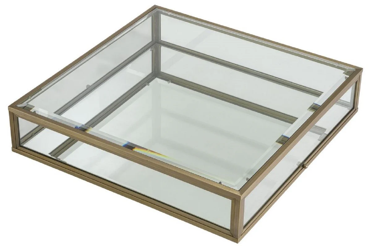 Casa Padrino mesa de centro de lujo lat¨®n / negro 100 x 100 x A. 30 cm - Mesa de sal¨®n moderna - Muebles de sal¨®n - Calidad de Lujo