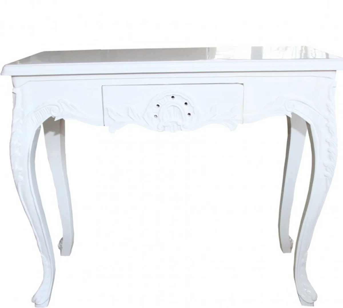 Casa Padrino Baroque console table with drawers White ladies dressing table - antique style - baroque furniture