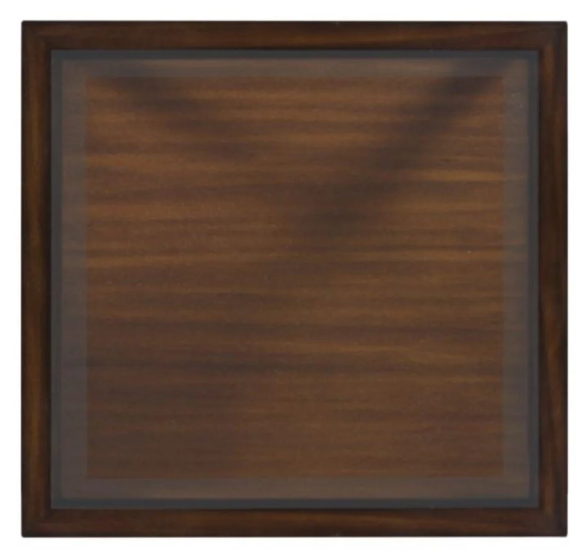 Casa Padrino mesa auxiliar de caoba de lujo marrón / negro 52 x 52 x H. 64 cm - Mesa de Salón con Tapa de Cristal y Cajón