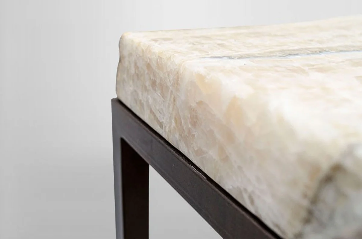 Casa Padrino Art Deco Side Table Onyx / metal 40 x 27 cm Art Nouveau table - Furniture flower stand