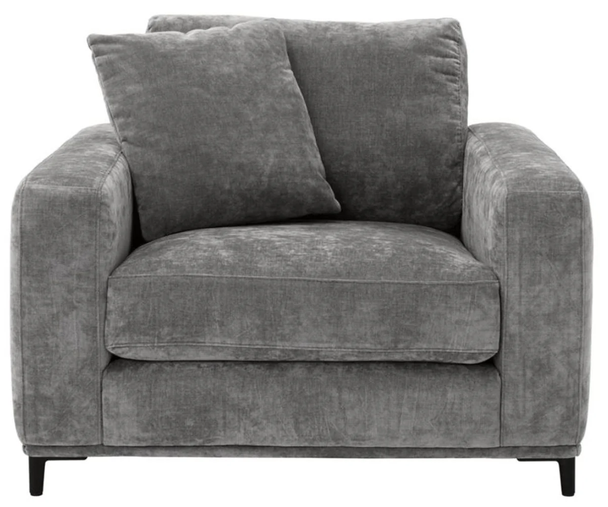 Casa Padrino sillón de salón de lujo gris / negro 105 x 102 x H. 80 cm - Muebles de Salón