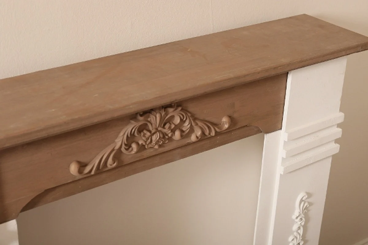 Casa Padrino chimenea estilo country antigua blanco / marr¨®n 110 x 22 x H. 98 cm - Muebles Shabby Chic