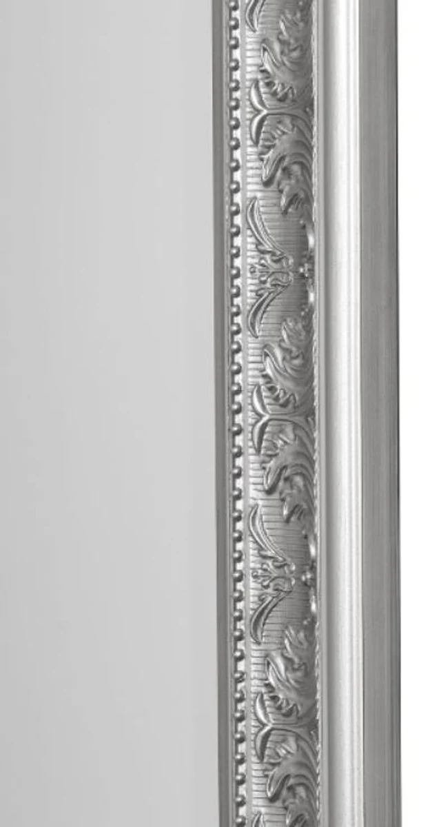 Casa Padrino espejo de pie / espejo de pared barroco plata 45 x H. 180 cm - Espejo Hecho a Mano con Marco de Madera y Hermosas Decoraciones