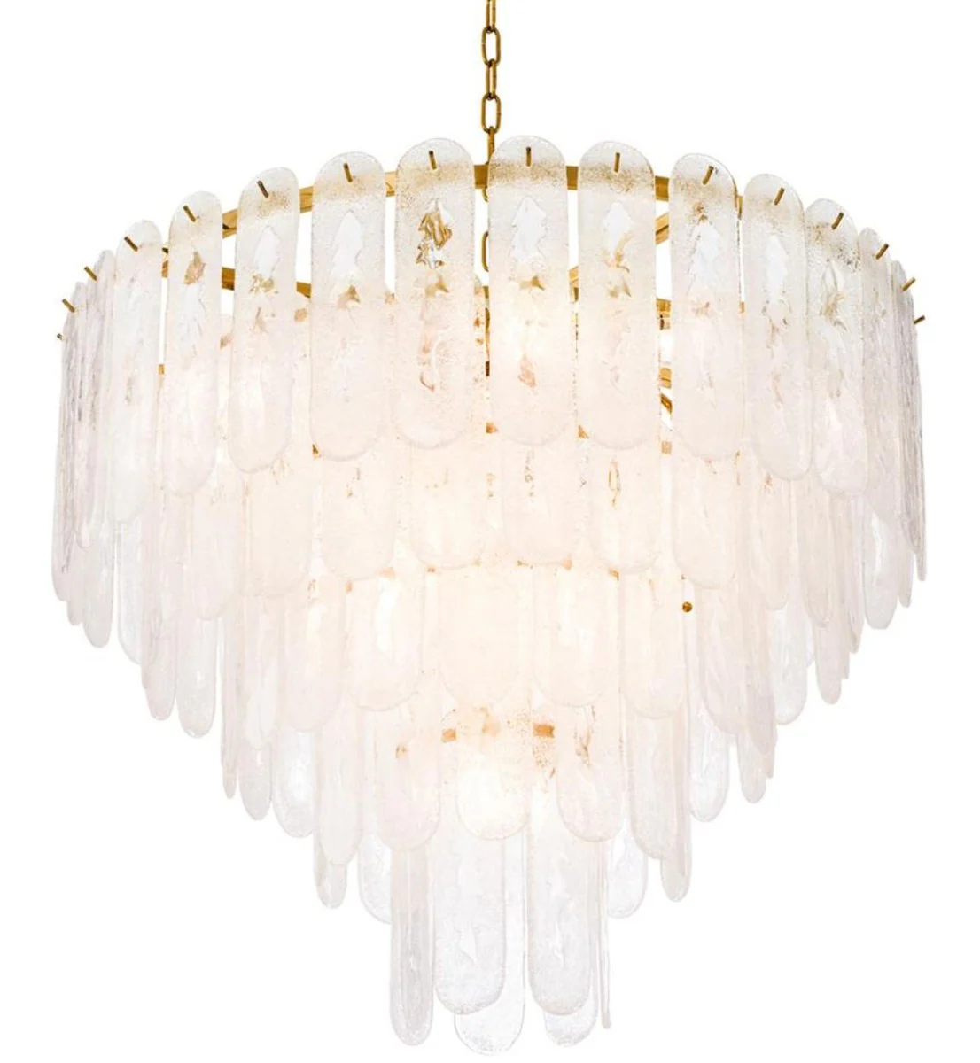 Casa Padrino Lámpara de Araña de Lujo Oro Ø 85 x H. 73 cm - Lámpara de Araña de Hotel y Restaurante con Vidrio Esmerilado