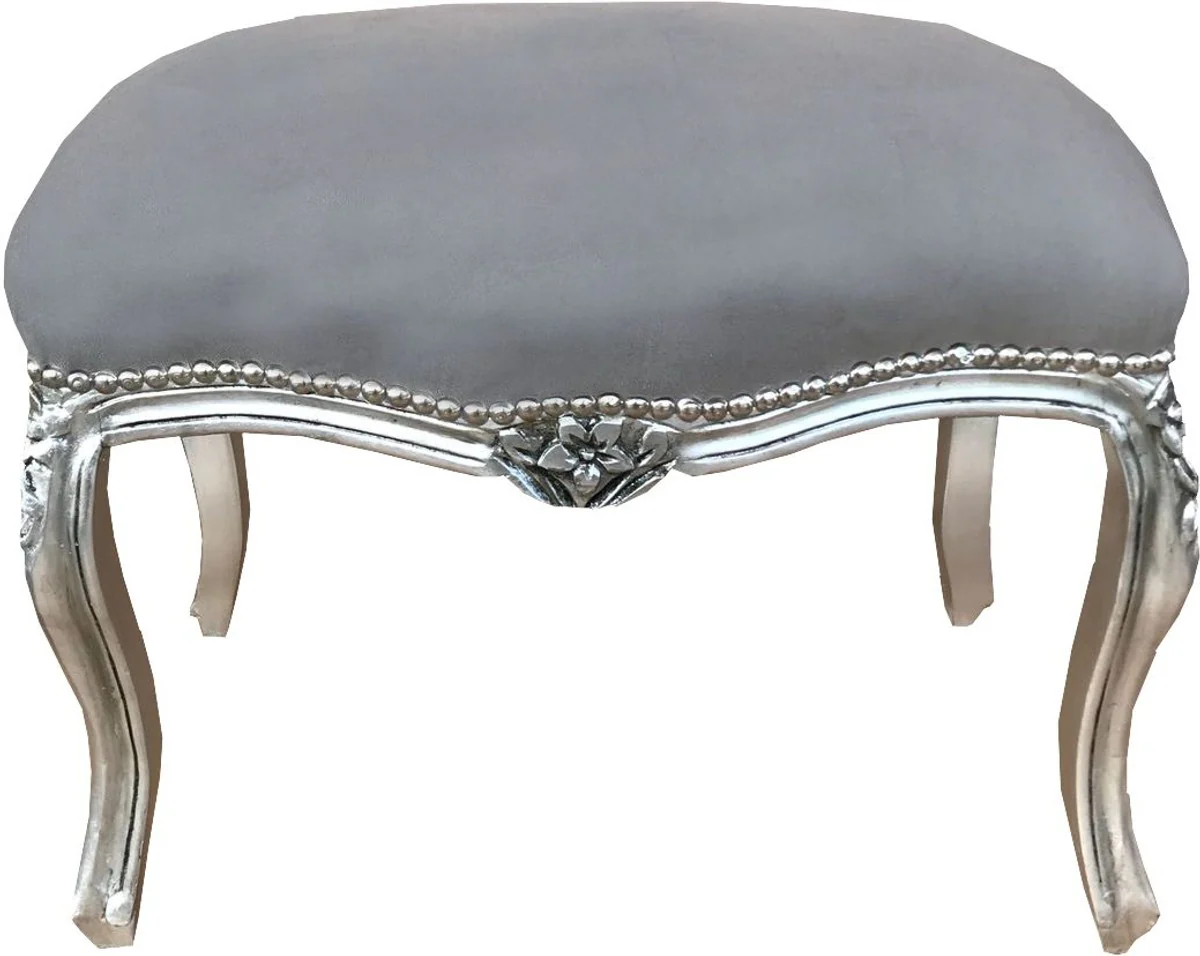 Casa Padrino Barroco Otomano Gris / Plateado - Muebles de estilo antiguo - Taburete columpio para mujer