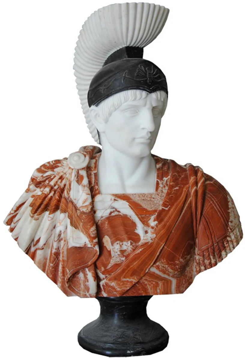 Casa Padrino busto de mármol de estilo antiguo de lujo romano blanco / rojo / negro A. 90 cm