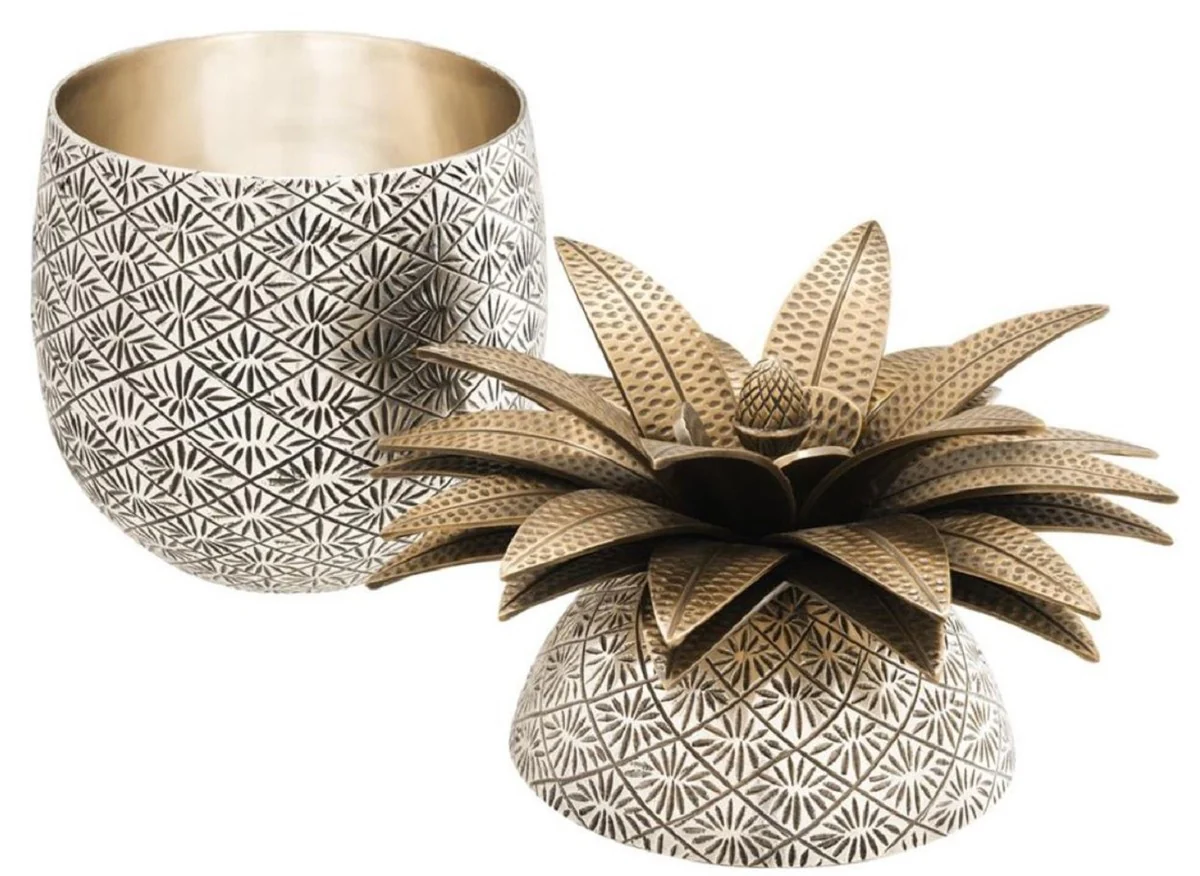 Casa Padrino taza de piña de lujo de con tapa plata antigua / latón antiguo Ø 16 x H. 28 cm - Accesorios Decorativa de Diseño