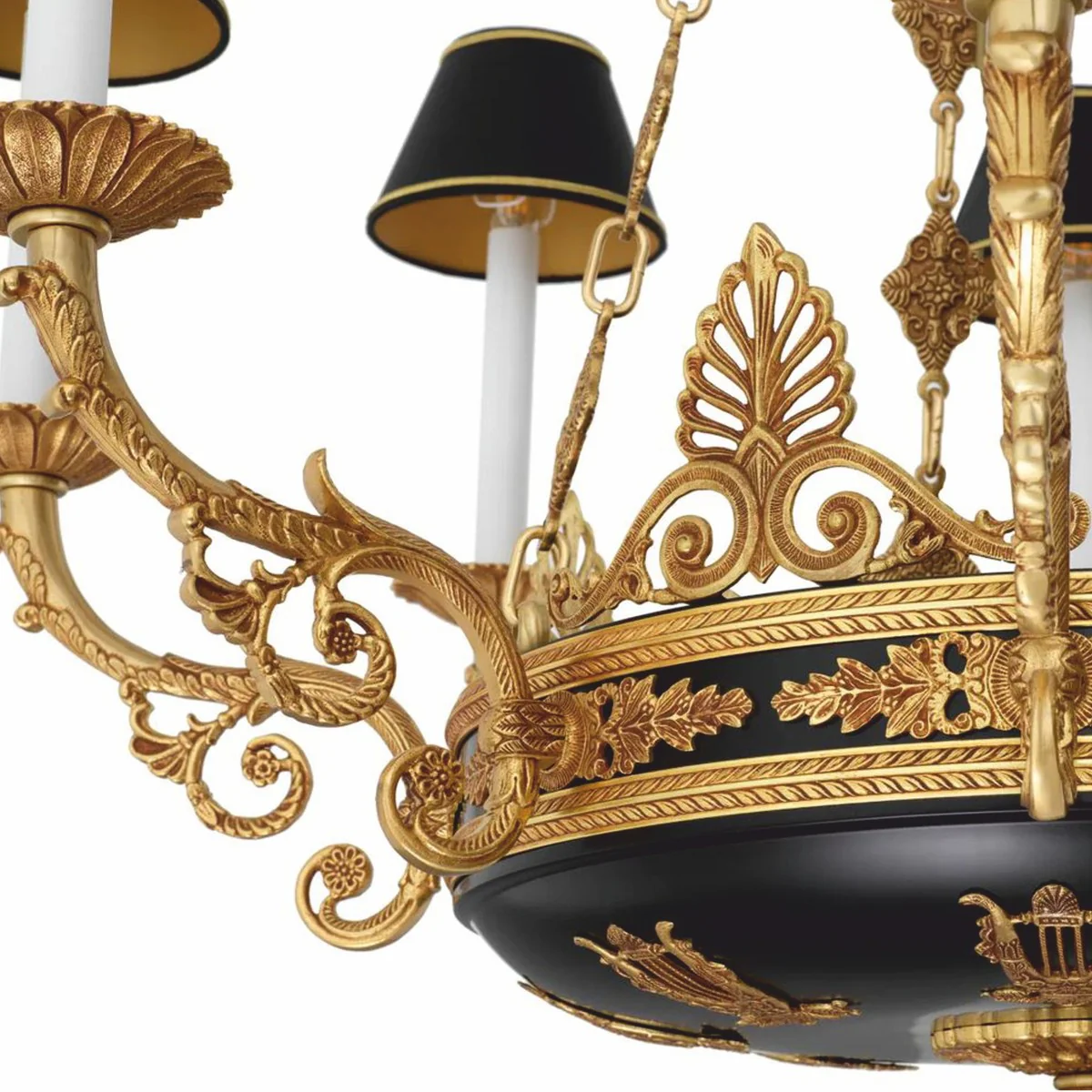 Casa Padrino ara?a de luces barroco de lujo oro antiguo / negro ? 97 x A. 99 cm - Calidad de lujo