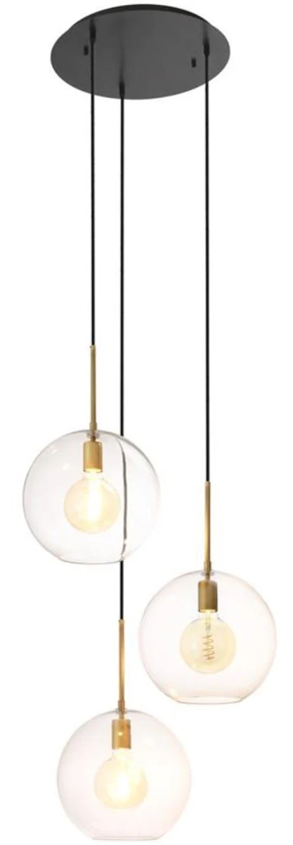 Casa Padrino lámpara de araña de lujo latón antiguo / bronce Ø 60 x H. 150 cm - Colección de Lujo