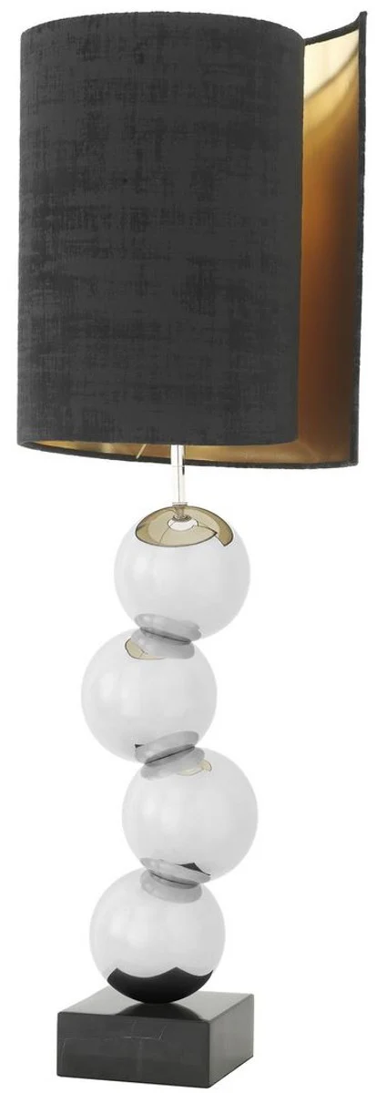 Casa Padrino lámpara de mesa de diseño plata / negro Ø 32 x A. 100 cm - Lámpara de escritorio moderna con base de mármol - Colección de Lujo