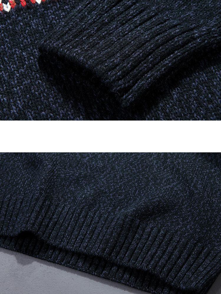 Christmas Geometric Print Half Zip Sweater