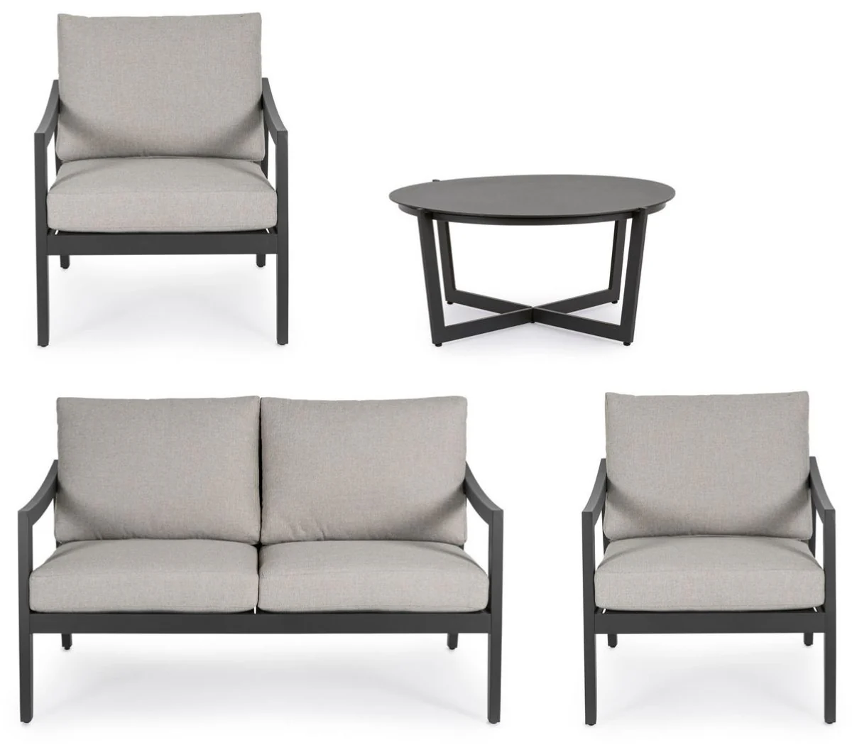 Casa Padrino conjunto de muebles de jard¨ªn de lujo gris / antracita - 1 Sof¨¢ de Jard¨ªn y 2 Sillones de Jard¨ªn y 1 Mesa de Jard¨ªn de Lujo - Muebles de jard¨ªn - Muebles de piscina - Muebles de lujo