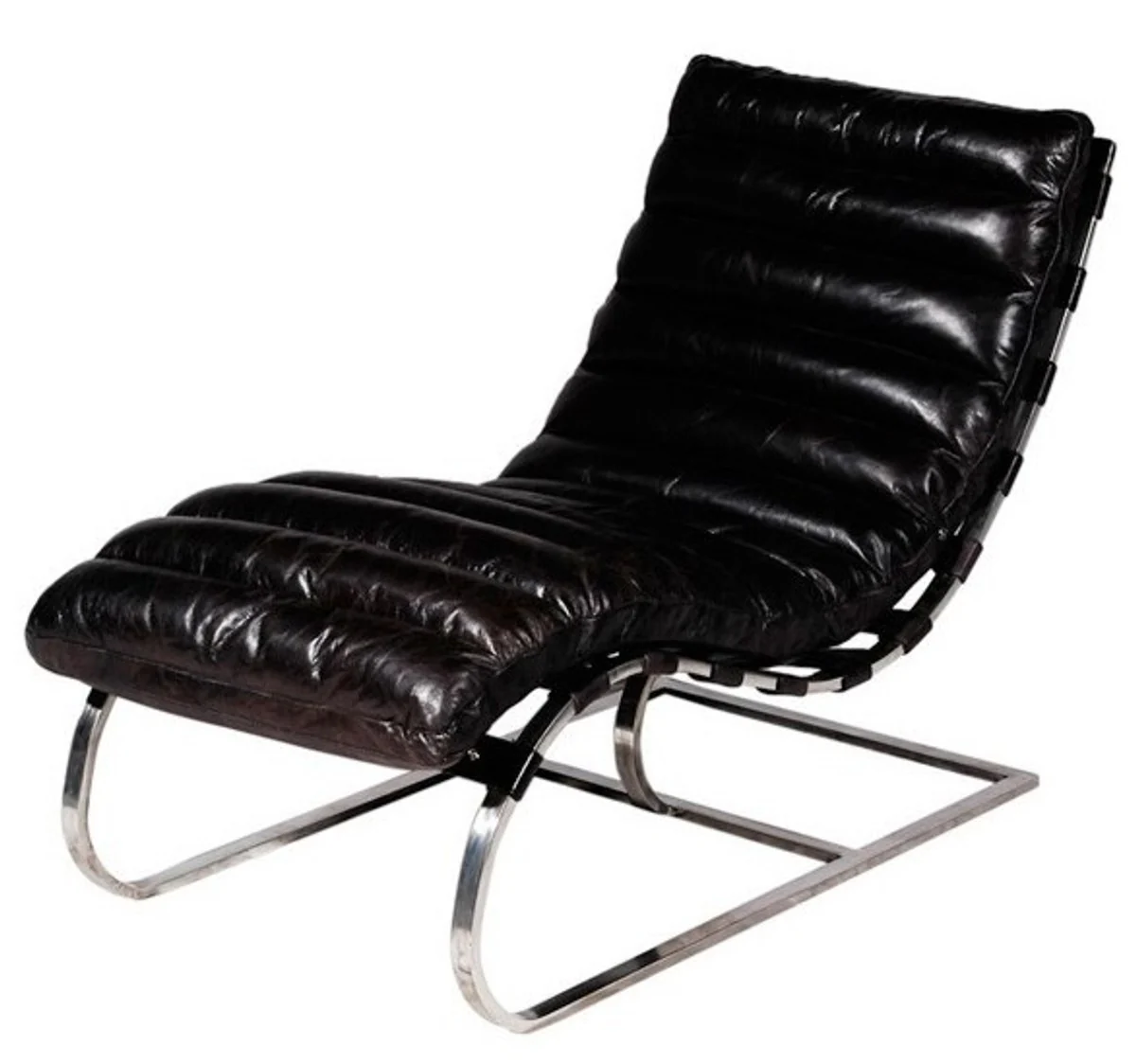 Casa Padrino luxury leather vintage couch / chair black - leather armchairs Art deco lounge reclining chair
